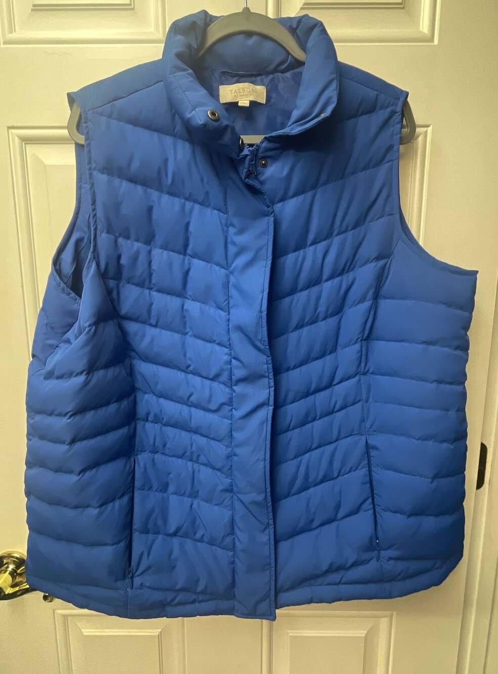 Talbots Puffer Vest Size 2X Blue Down Fill Quilted Full Zip